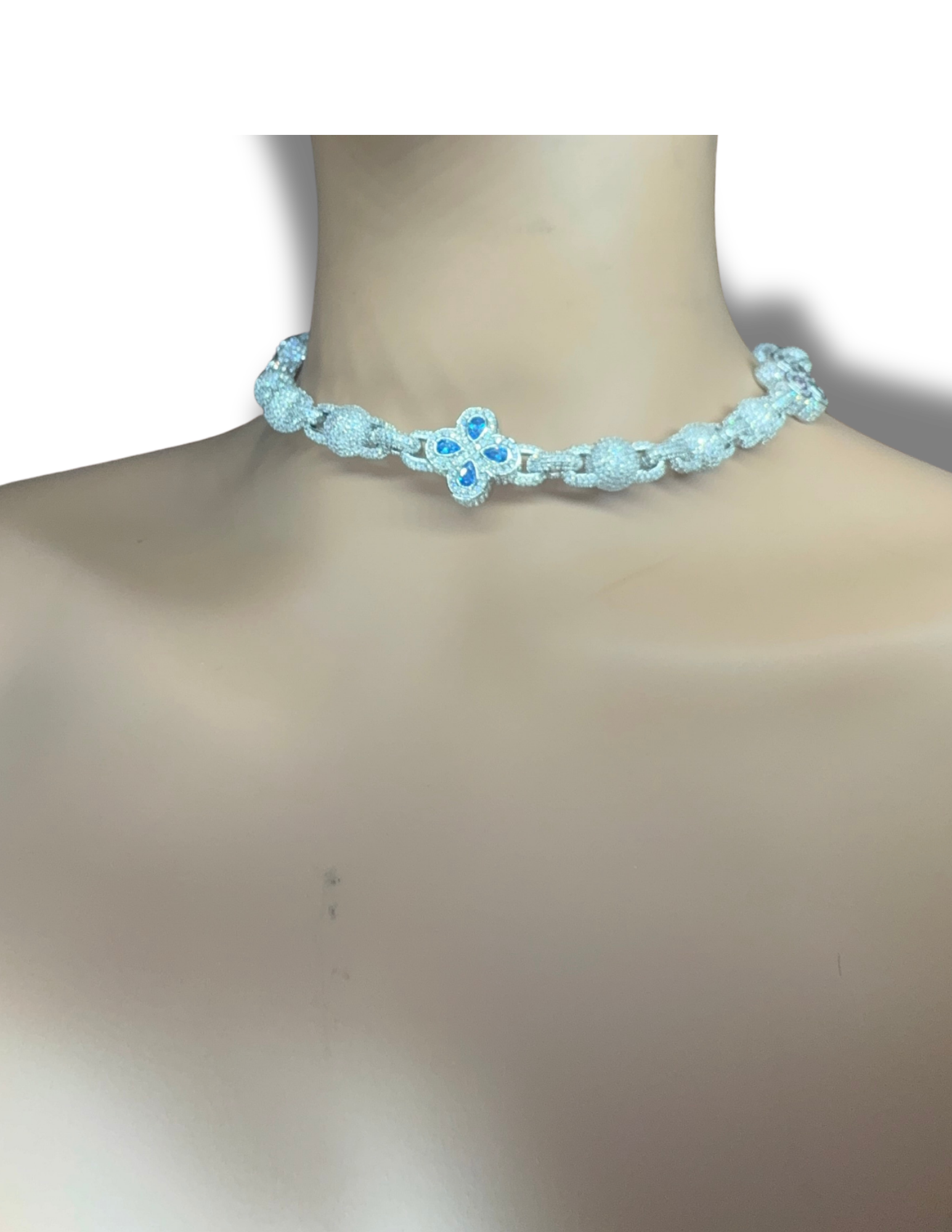 Silver Colorful Stone Ball Chain Necklace Statement Jewelry